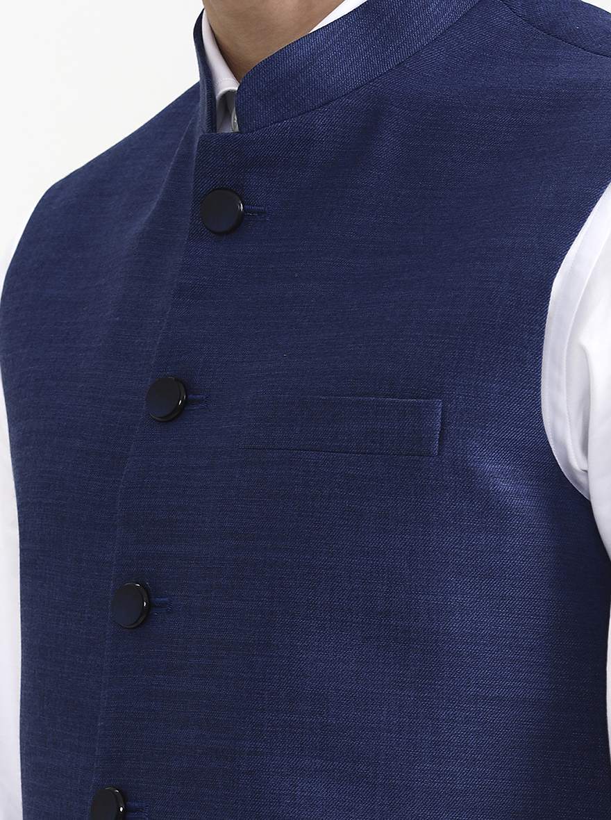 Blue Solid  Waistcoat | Greenfibre