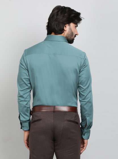 Green Solid Slim Fit Party Wear Shirt | Wyre