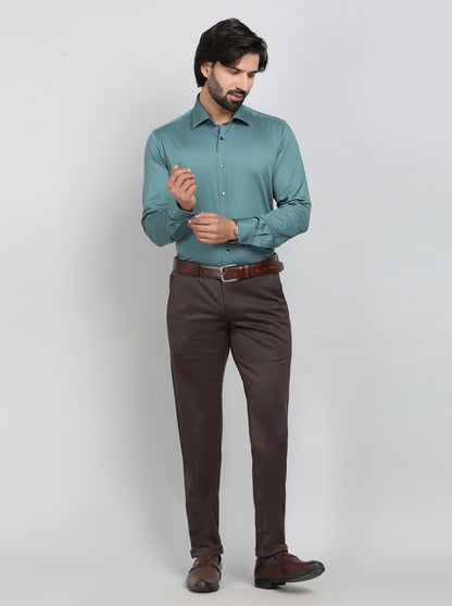 Green Solid Slim Fit Party Wear Shirt | Wyre