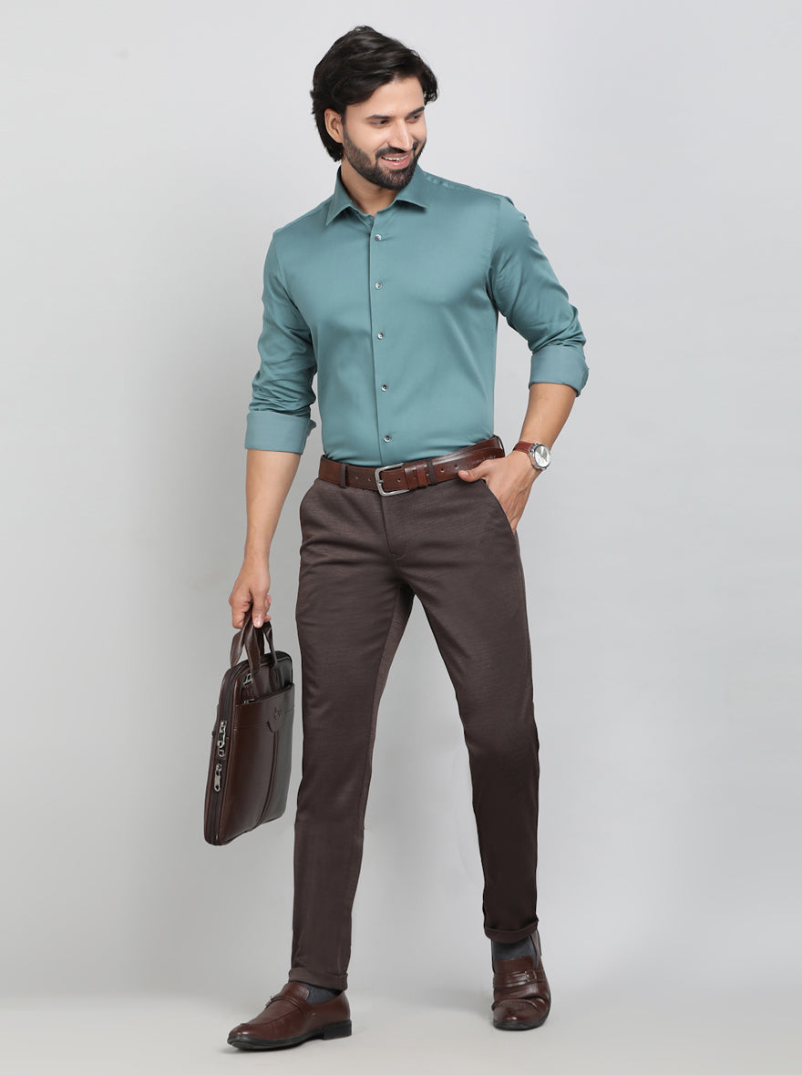 Green Solid Slim Fit Party Wear Shirt | Wyre