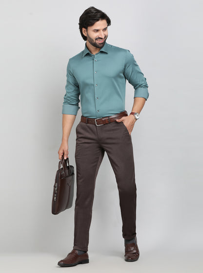 Green Solid Slim Fit Party Wear Shirt | Wyre