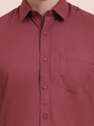 Desert Pink Solid Tailored Fit Semi Casual Shirt | JadeBlue