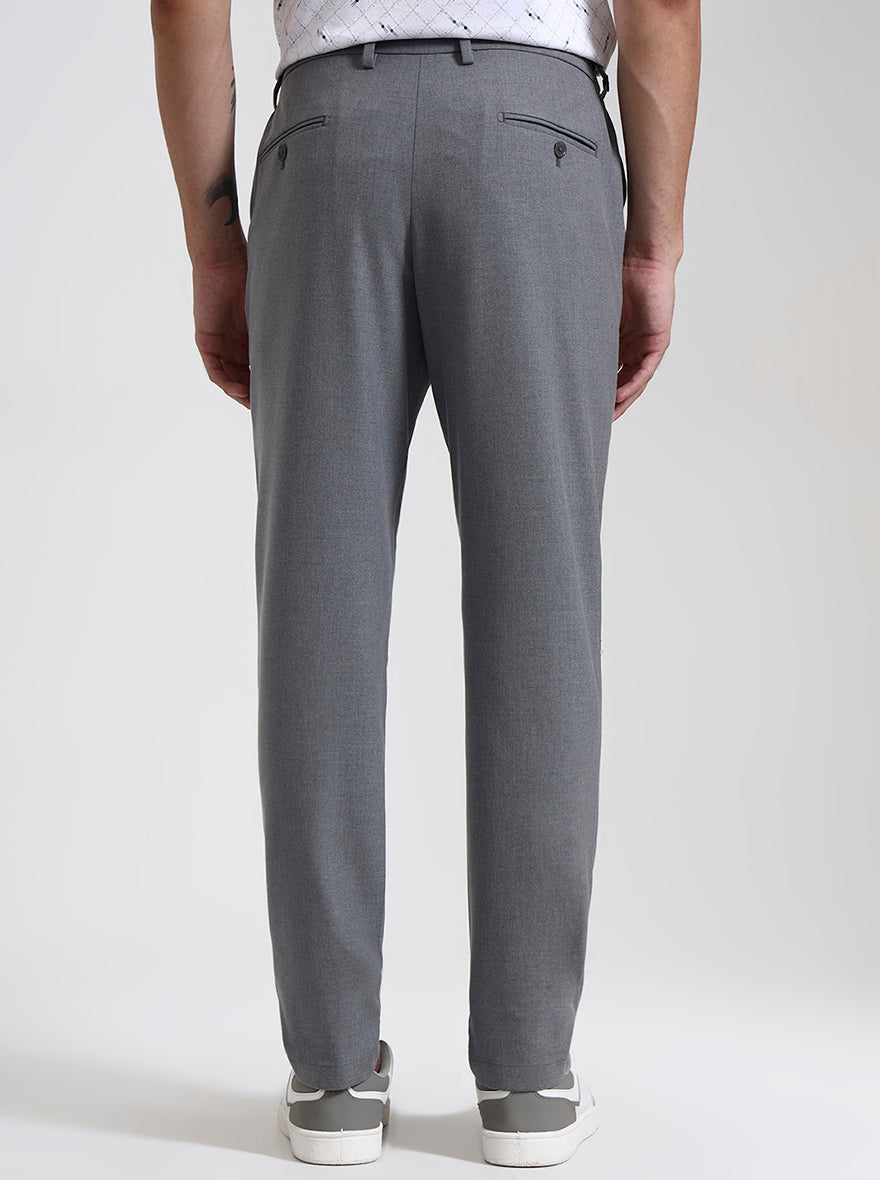 Milange Grey Solid Slim Fit Casual Trouser | JadeBlue
