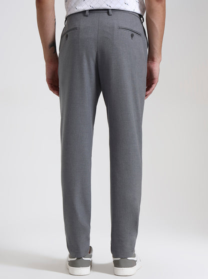 Milange Grey Solid Slim Fit Casual Trouser | JadeBlue
