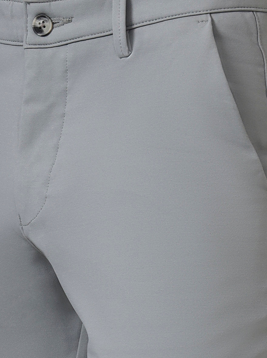 Grey Solid Neo Fit Casual Trouser | Greenfibre