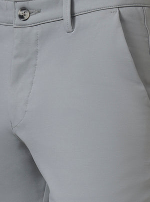Grey Solid Neo Fit Casual Trouser | Greenfibre