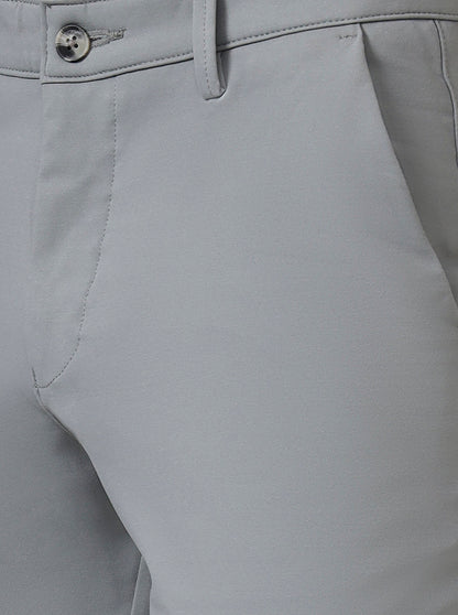 Grey Solid Neo Fit Casual Trouser | Greenfibre