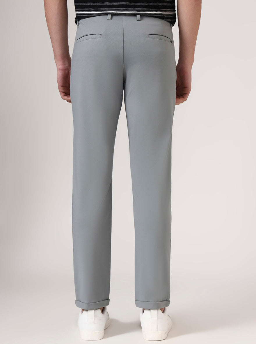 Grey Solid Neo Fit Casual Trouser | Greenfibre