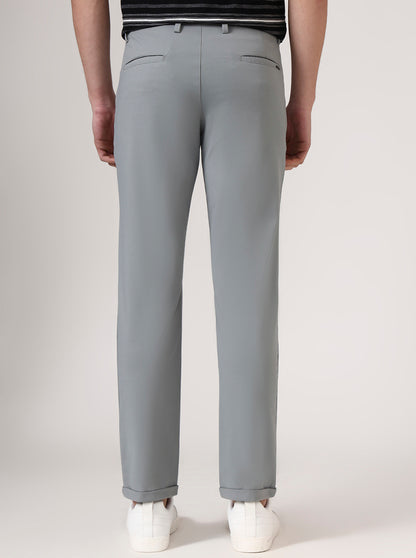 Grey Solid Neo Fit Casual Trouser | Greenfibre