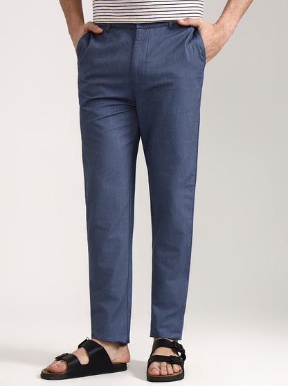Blue Solid Slim Fit Track Pant | JadeBlue
