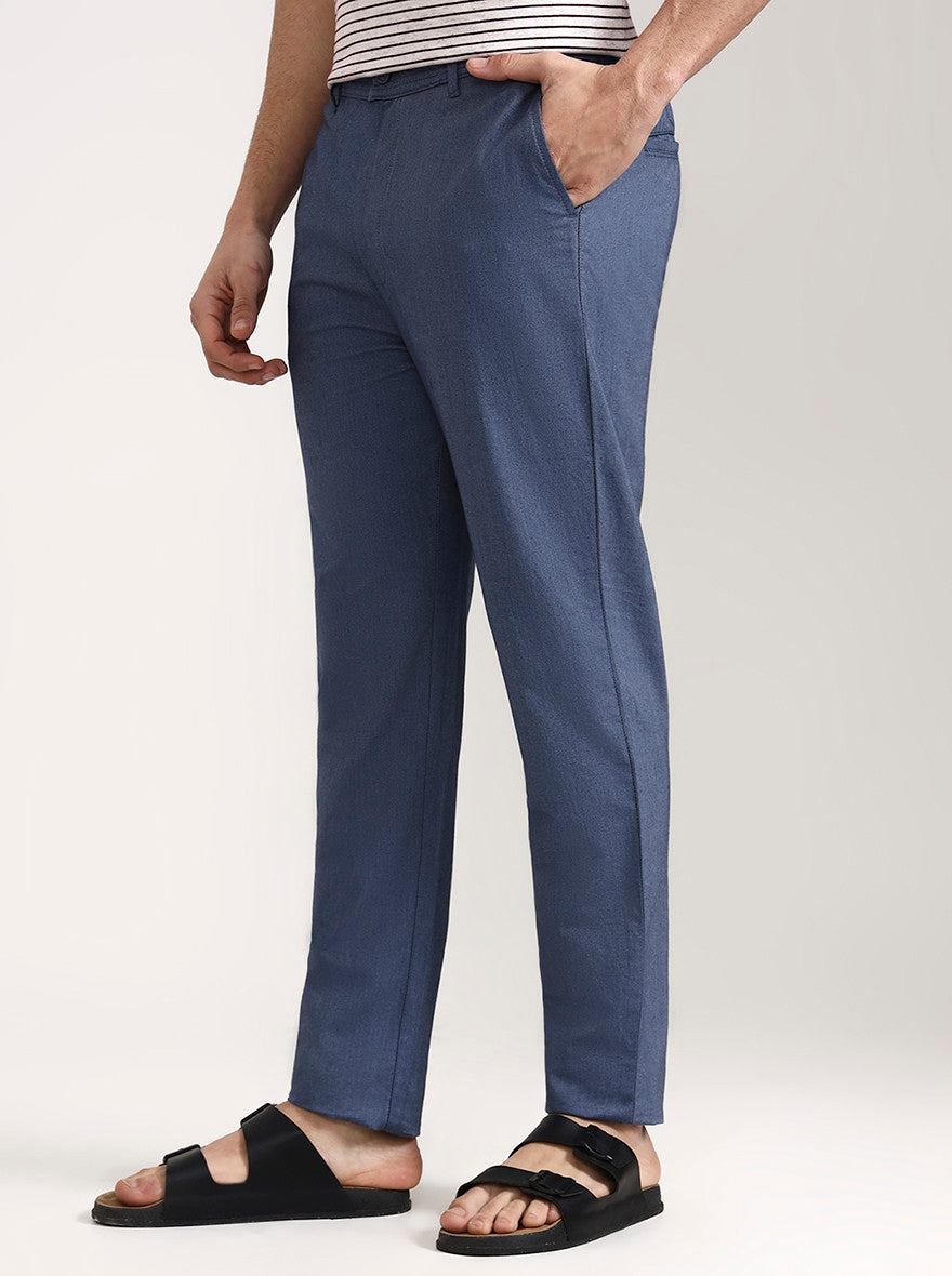 Blue Solid Slim Fit Track Pant | JadeBlue