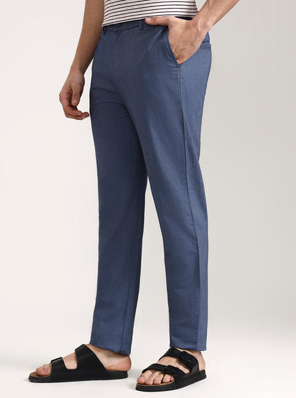 Blue Solid Slim Fit Track Pant | JadeBlue