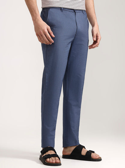 Blue Solid Slim Fit Track Pant | JadeBlue