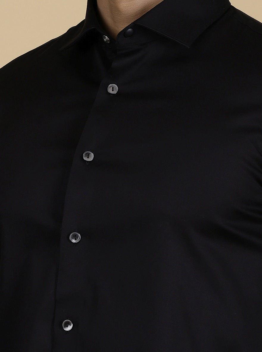 Black Solid Slim Fit Party Wear Shirt | Wyre