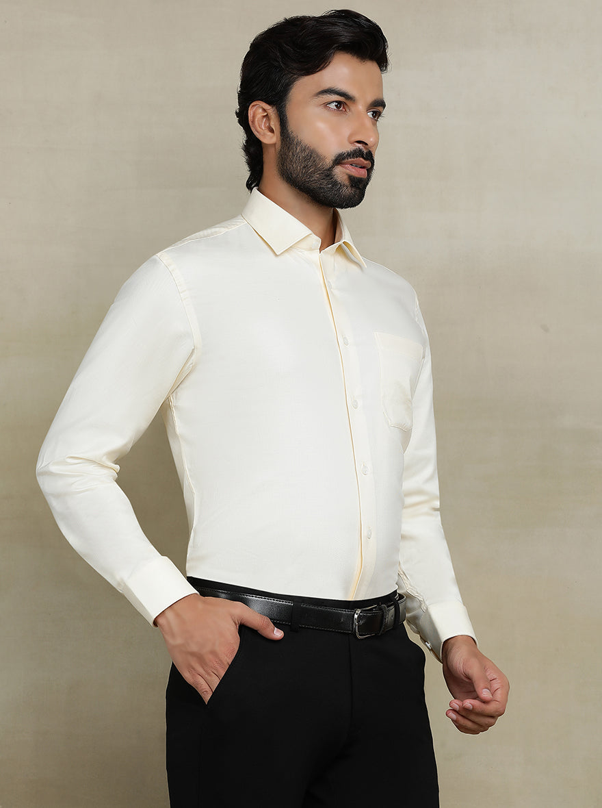 Light Yellow Solid Regular Fit Formal Shirt | JadeBlue