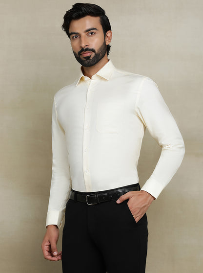 Light Yellow Solid Regular Fit Formal Shirt | JadeBlue