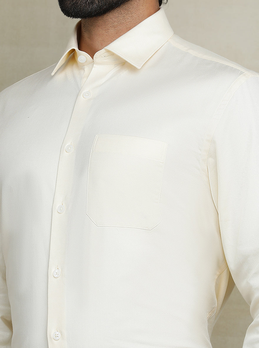 Light Yellow Solid Regular Fit Formal Shirt | JadeBlue