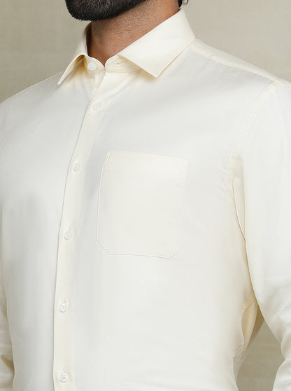 Light Yellow Solid Regular Fit Formal Shirt | JadeBlue