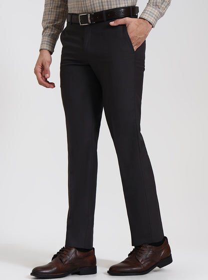Dark Grey Solid Slim Fit Formal Trouser | JadeBlue Super Luxe