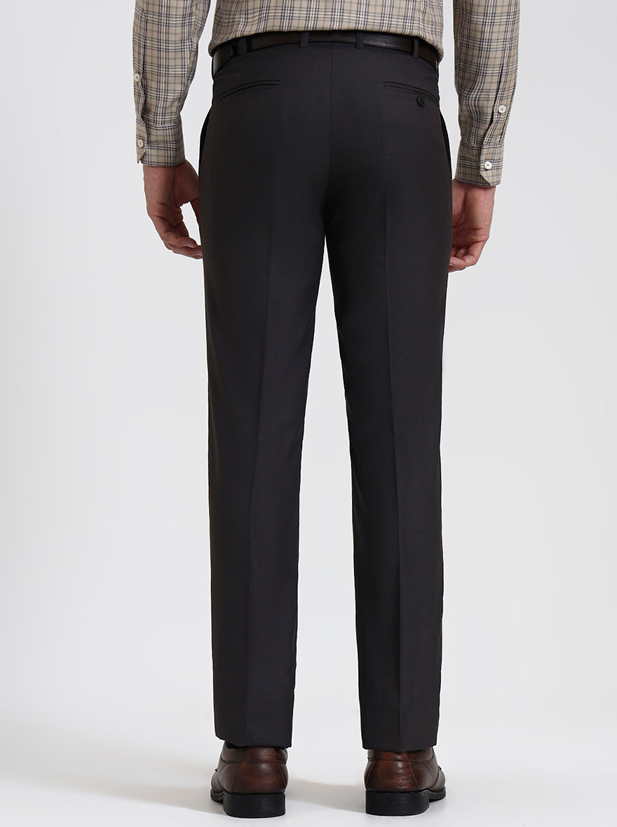 Dark Grey Solid Slim Fit Formal Trouser | JadeBlue Super Luxe