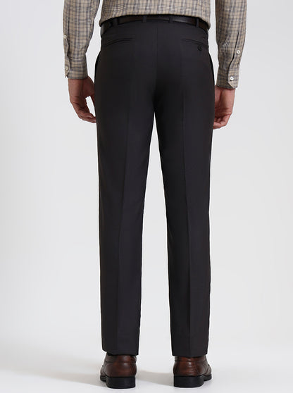 Dark Grey Solid Slim Fit Formal Trouser | JadeBlue Super Luxe
