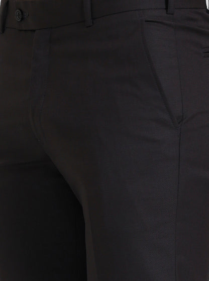 Dark Grey Solid Slim Fit Formal Trouser | JadeBlue Super Luxe
