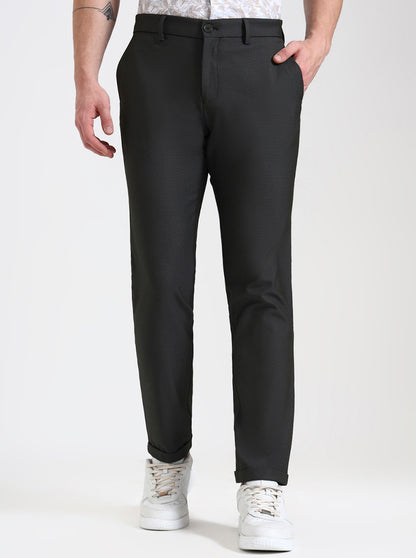 Dark Olive Solid Venice Fit Casual Trouser | JadeBlue