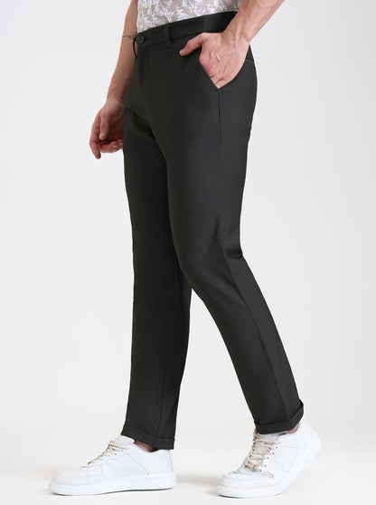 Dark Olive Solid Venice Fit Casual Trouser | JadeBlue