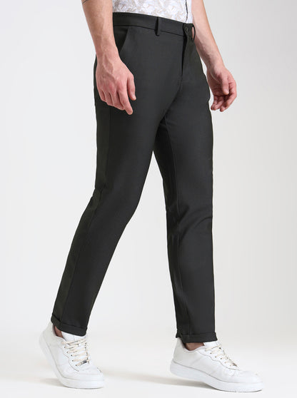Dark Olive Solid Venice Fit Casual Trouser | JadeBlue