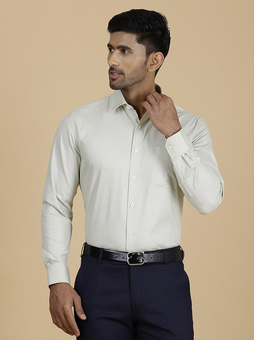 Light Green Solid Slim Fit Formal Shirt | JadeBlue