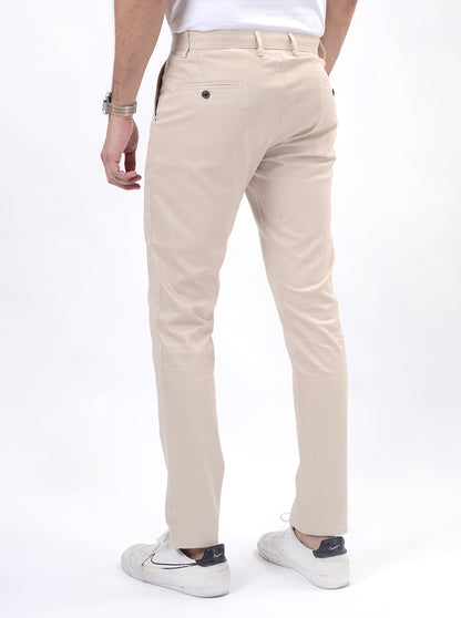 Beige Dobby Uno Fit Casual Trouser | JadeBlue