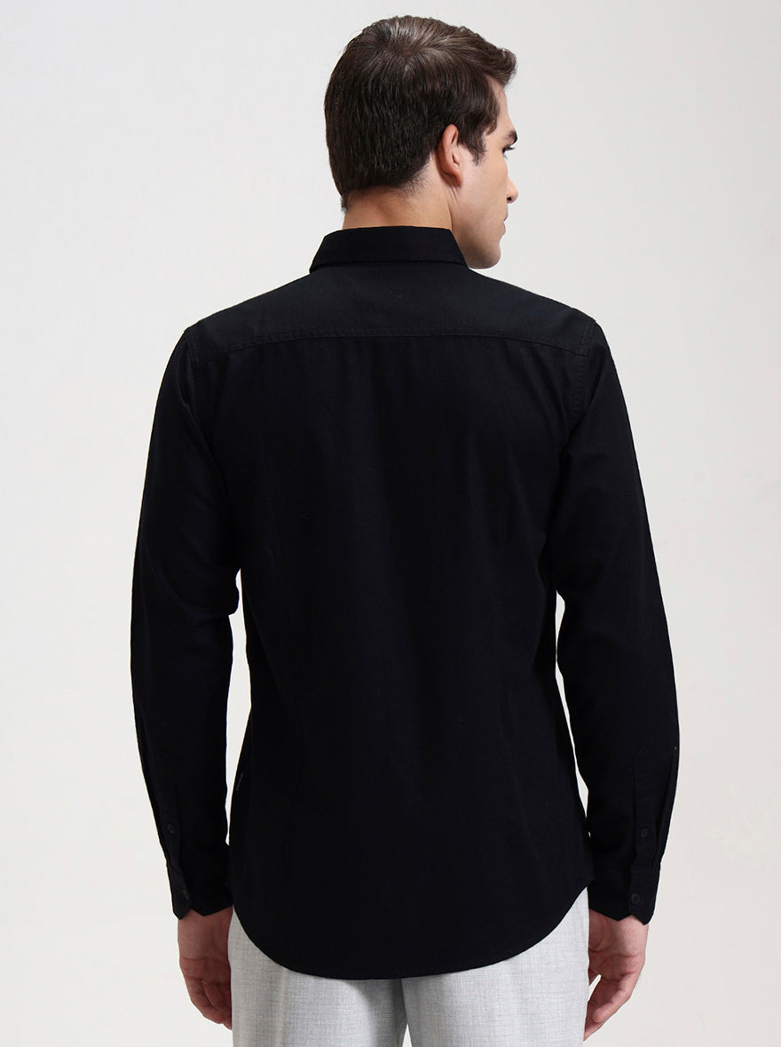 Black Solid Slim Fit Casual Shirt | JadeBlue