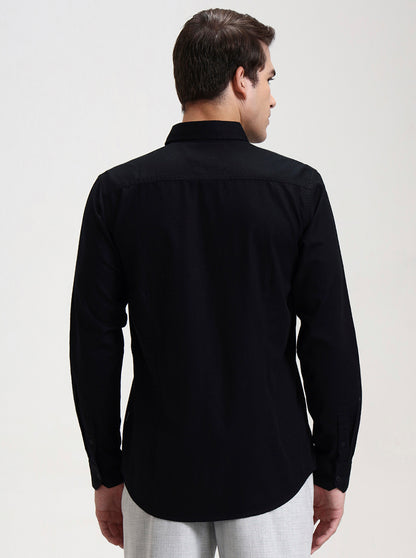 Black Solid Slim Fit Casual Shirt | JadeBlue