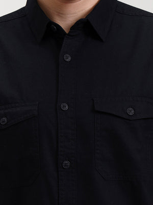 Black Solid Slim Fit Casual Shirt | JadeBlue