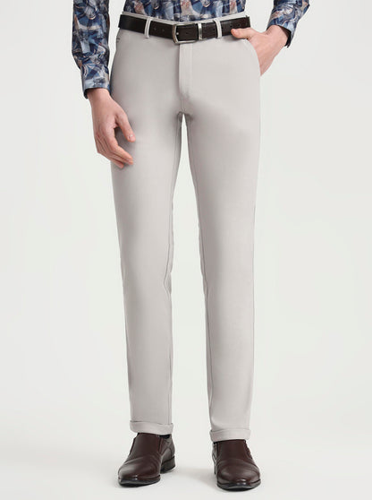 Light Grey Solid Slim Fit Club Wear Trouser | Wyre
