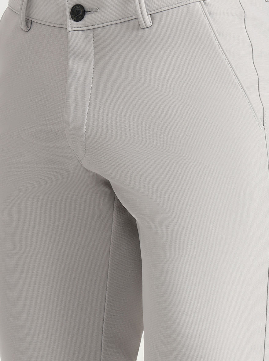 Light Grey Solid Slim Fit Club Wear Trouser | Wyre