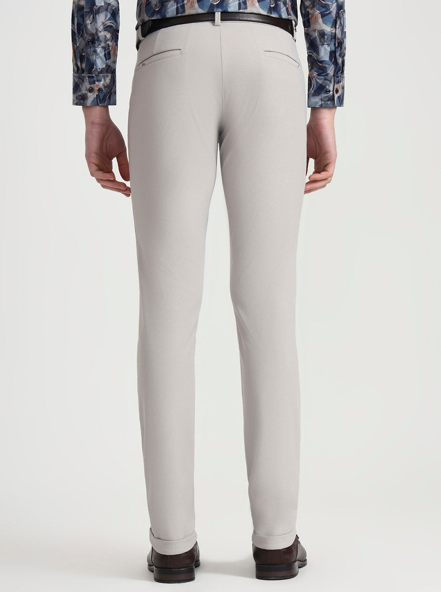 Light Grey Solid Slim Fit Club Wear Trouser | Wyre