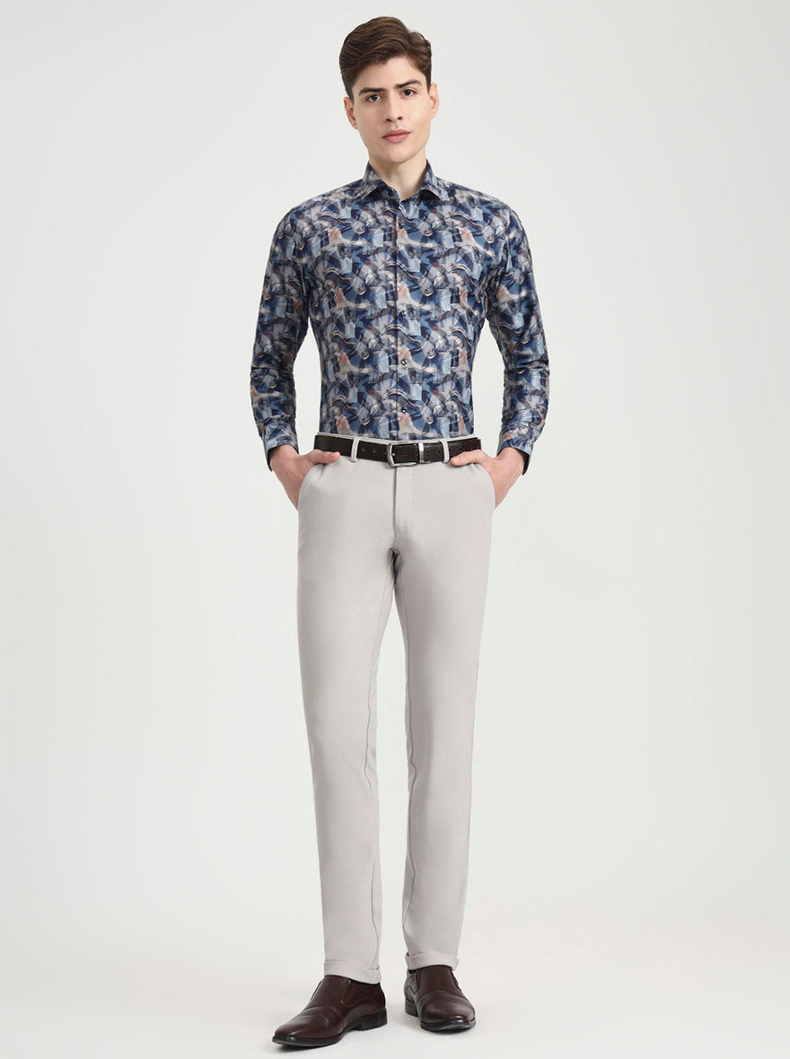 Light Grey Solid Slim Fit Club Wear Trouser | Wyre