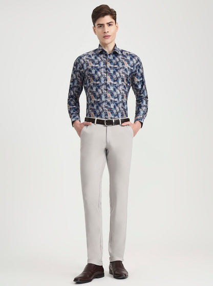Light Grey Solid Slim Fit Club Wear Trouser | Wyre