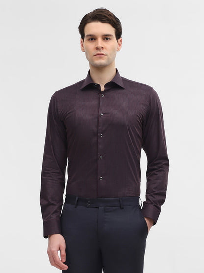 Maroon Striped Slim Fit Party Wear Shirt | Wyre