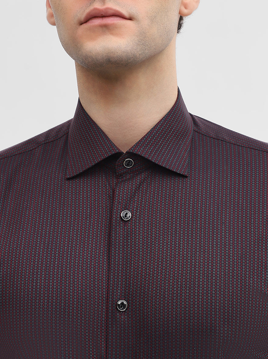 Maroon Striped Slim Fit Party Wear Shirt | Wyre