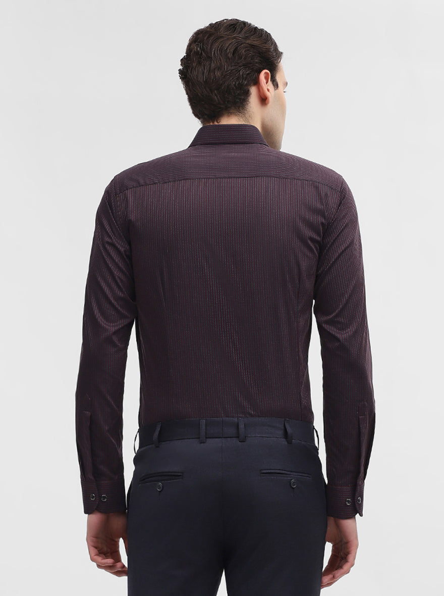 Maroon Striped Slim Fit Party Wear Shirt | Wyre