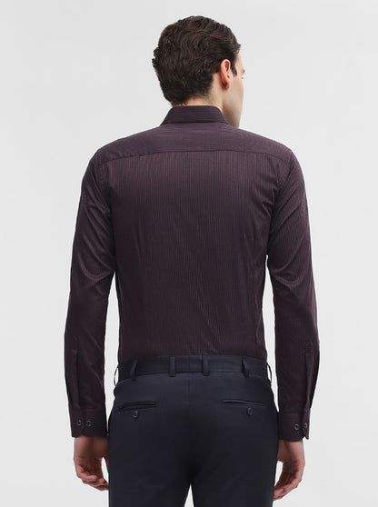 Maroon Striped Slim Fit Party Wear Shirt | Wyre