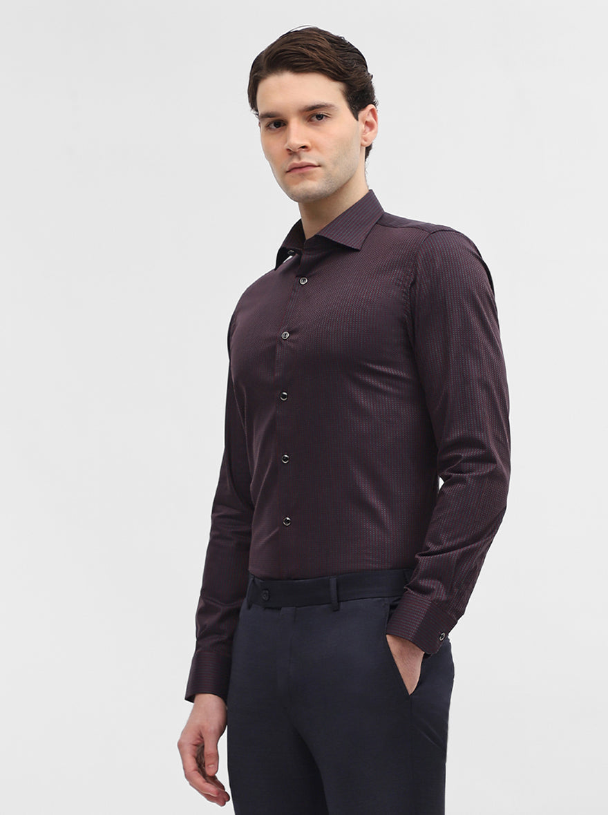 Maroon Striped Slim Fit Party Wear Shirt | Wyre