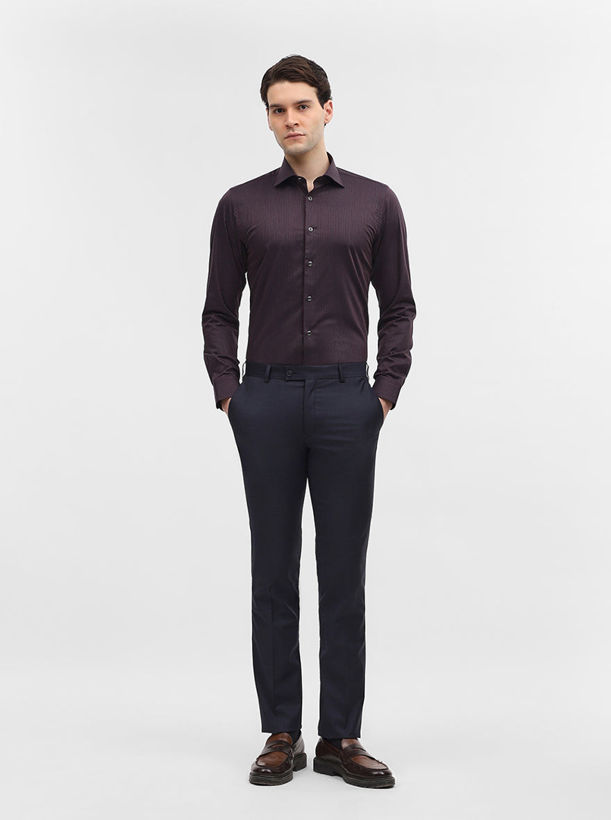 Maroon Striped Slim Fit Party Wear Shirt | Wyre