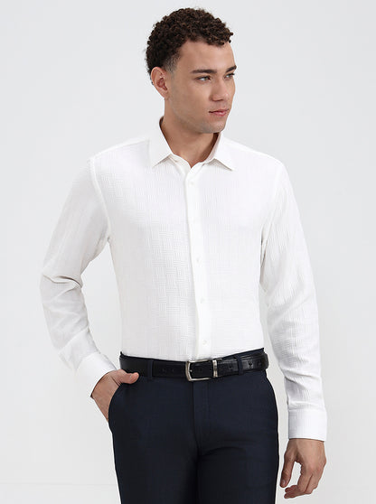 Off White Solid Regular Fit Party Wear Shirt | Wyre