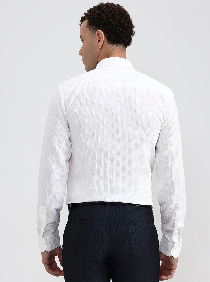 Off White Solid Regular Fit Party Wear Shirt | Wyre