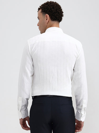 Off White Solid Regular Fit Party Wear Shirt | Wyre