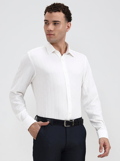 Off White Solid Regular Fit Party Wear Shirt | Wyre