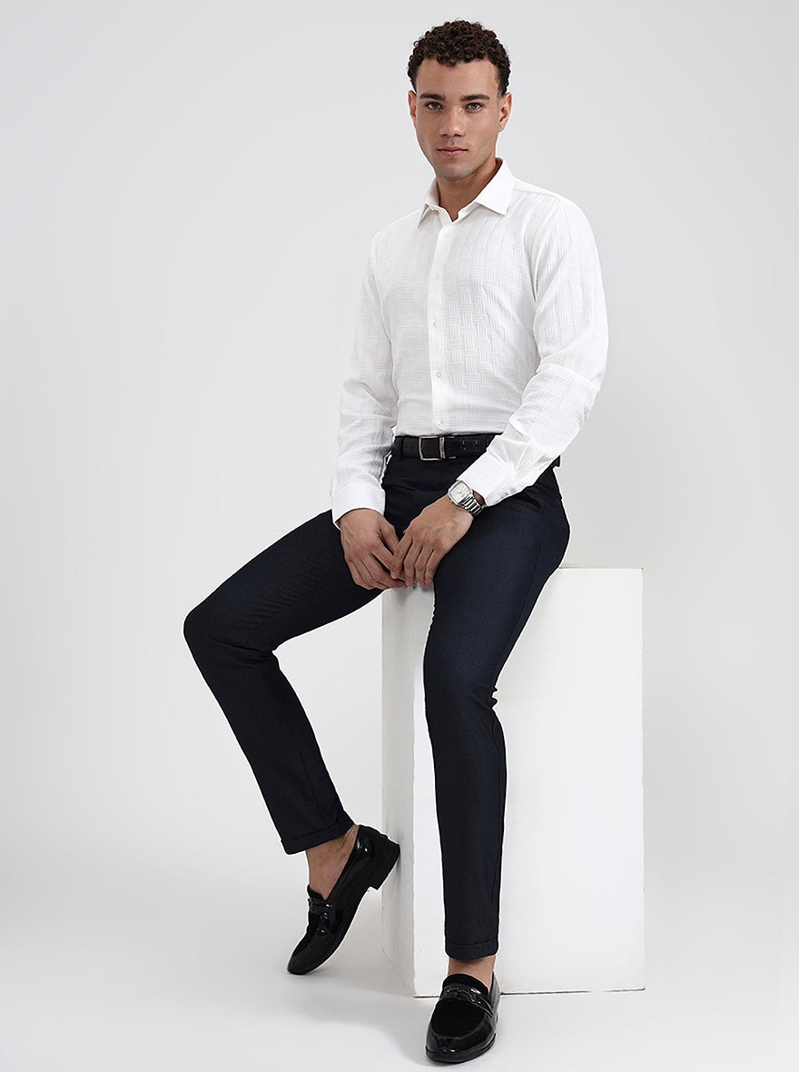 Off White Solid Regular Fit Party Wear Shirt | Wyre